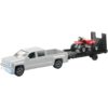 New-Ray Toys Die-Cast Replica Chevy Wht Trk W/ Trlr Red Atv