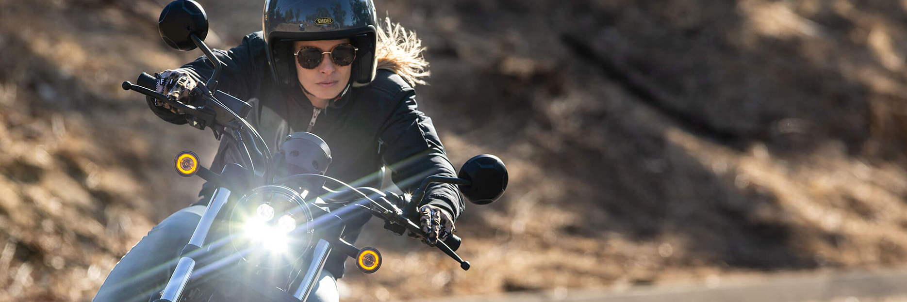 Woman riding motorcycle