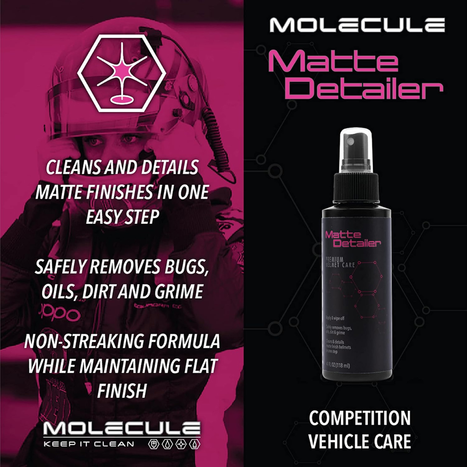 Molecule Helmet Matte Detailer 4 oz Sprayer Molecule Helmet Matte Detailer 4 oz Sprayer - Image 3