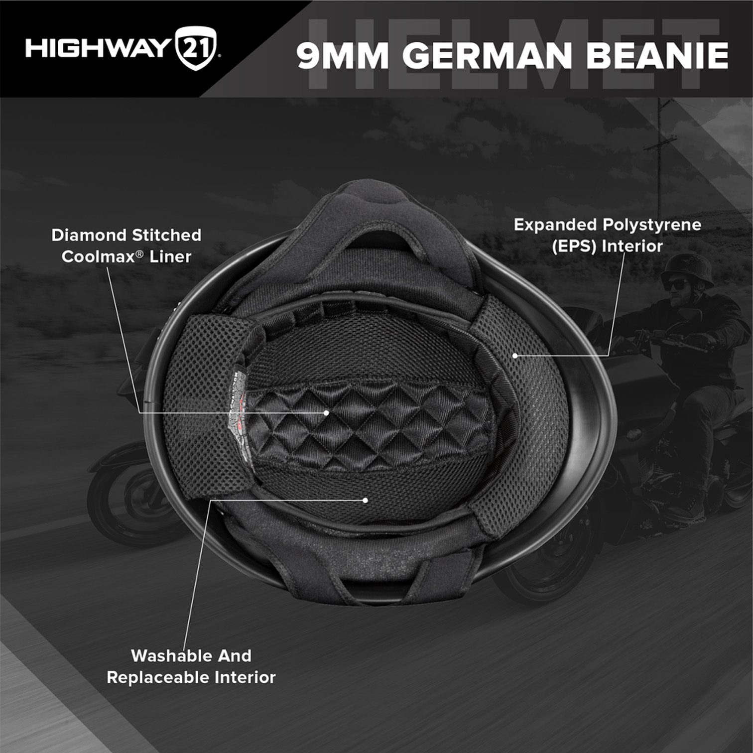 Highway 21 9MM German Beanie Helmet Highway 21 9MM German Beanie Helmet - Image 11